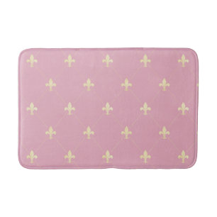 Tapete De Banheiro Dourado Fleur-de-Lis Dusky Rosa