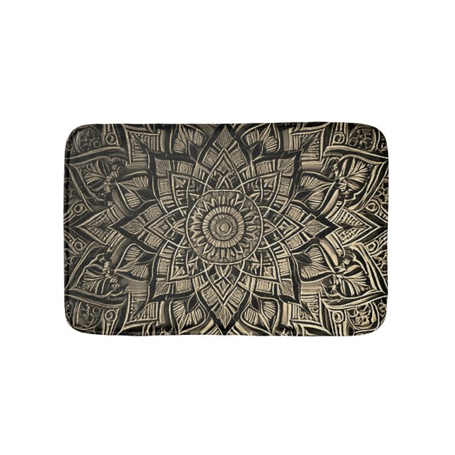 Tapete De Banheiro Dourado Mandala Bath Mat (frente)