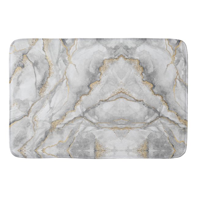 Tapete De Banheiro Dourado Marble White Silver Bonito (Frente)