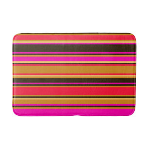 Tapete De Banheiro Dourado, vermelho e magenta Banheira riscada