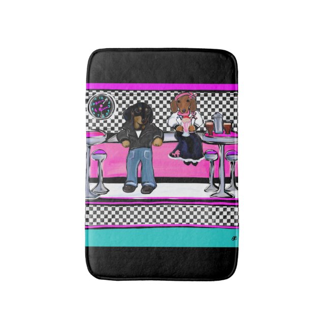 Tapete De Banheiro Doxie Rock and Roll (Frente Vertical)