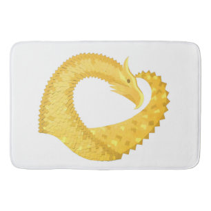 Tapete De Banheiro Dragão amarelo do coração no branco