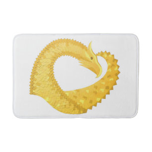 Tapete De Banheiro Dragão amarelo no branco