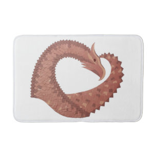 Tapete De Banheiro Dragão-coração castanho em branco