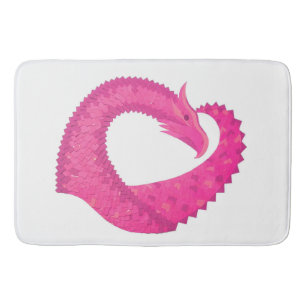 Tapete De Banheiro Dragão de coração rosa quente em branco
