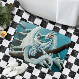 Tapete De Banheiro Dragão de inverno branco bebê