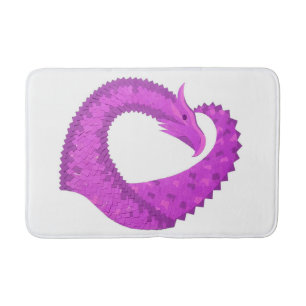 Tapete De Banheiro Dragão do coração roxo brilhante em branco