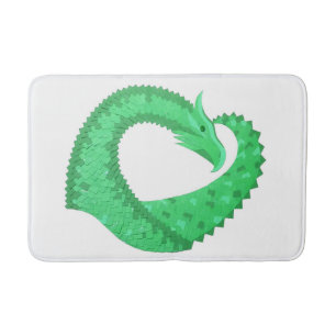 Tapete De Banheiro Dragão verde no branco