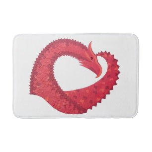 Tapete De Banheiro Dragão vermelho em branco