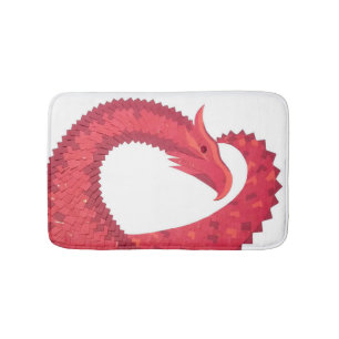 Tapete De Banheiro Dragão vermelho em branco
