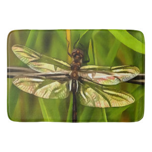 Tapete De Banheiro Dragonfly Artística Em Castanho E Amarelo Em Verd