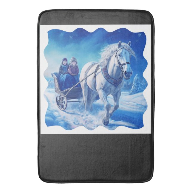 Tapete De Banheiro Duas Meninas Jovens Em Um Passeio De Neve (Frente Vertical)