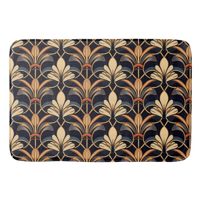 Tapete De Banheiro Dusty Blue e Orange Art Deco (Frente)