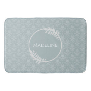 Tapete De Banheiro Dusty Blue Elegant Damask Personalizado