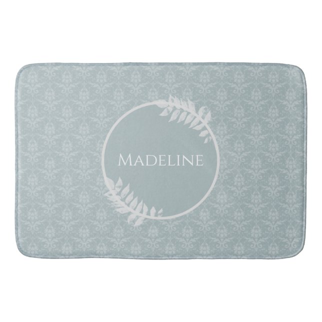 Tapete De Banheiro Dusty Blue Elegant Damask Personalizado (Frente)