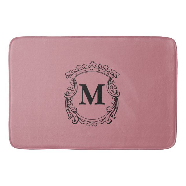 Tapete De Banheiro Dusty Rose Custom Monogram Crest (Frente)