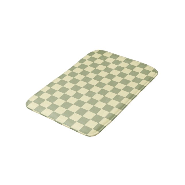 Tapete De Banheiro Dusty Sage Green and Butter Yellow Checkerboard (Angulado)