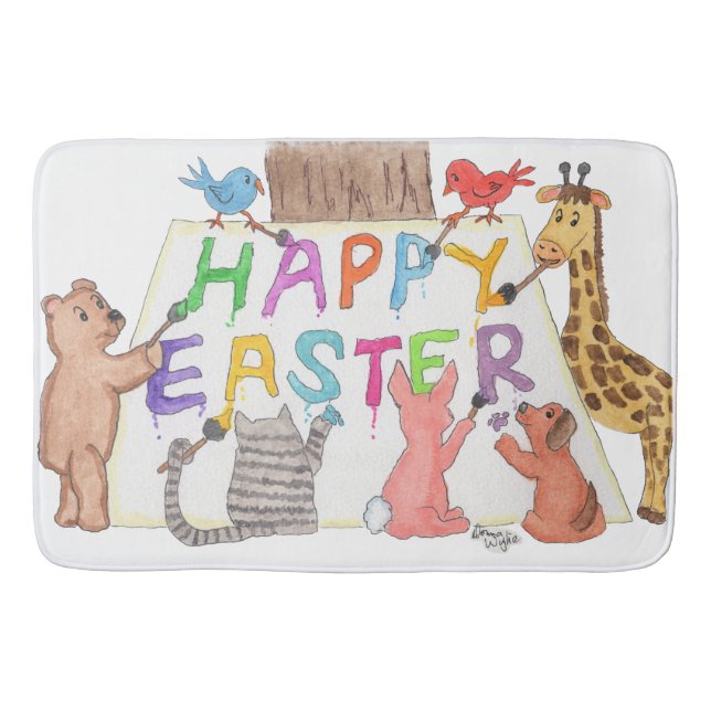 Tapete De Banheiro Easter Greeting Painted by Animals (Frente)