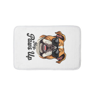 Tapete De Banheiro Ei Patas para Cima Bulldog Vintage com Óculos de S