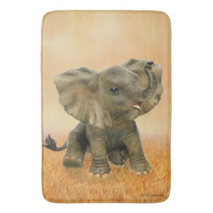Tapete De Banheiro Elefante africano bonito do bebê