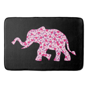 Tapete De Banheiro Elefante composto por Corações Rosa