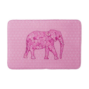 Tapete De Banheiro Elefante da flor - cor-de-rosa fuchsia