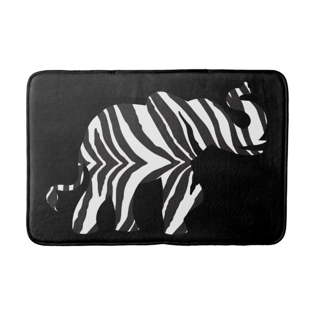 Tapete De Banheiro Elefante Feito em Zebra Stripes (Frente)