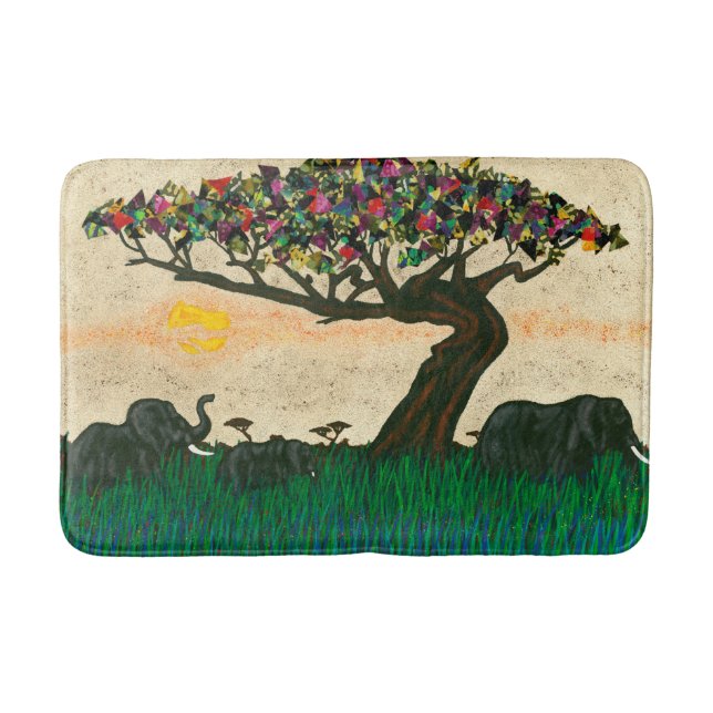 Tapete De Banheiro Elefantes nos Planes da África (Frente)