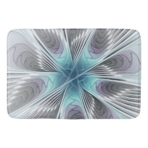 Tapete De Banheiro Elegância Moderno Azul Cinza Branco Arte Fractal F