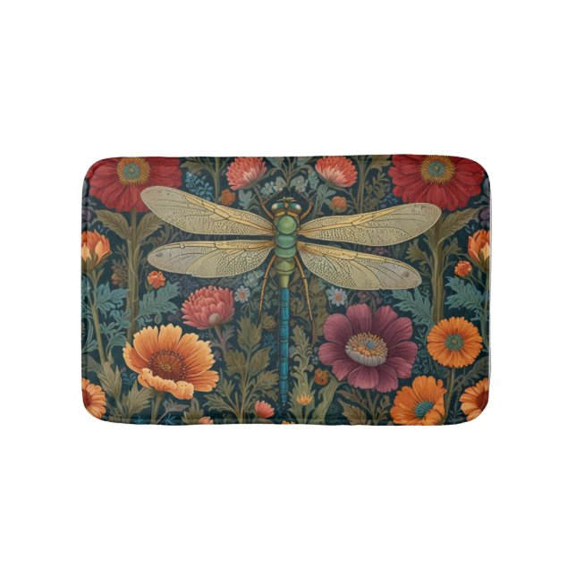Tapete De Banheiro Elegant art nouveau Autumn floral Dragonfly (frente)