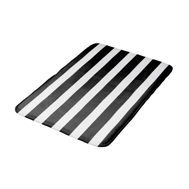Tapete De Banheiro Elegant Black and White Stripe Bathroom Mat (Angulado)
