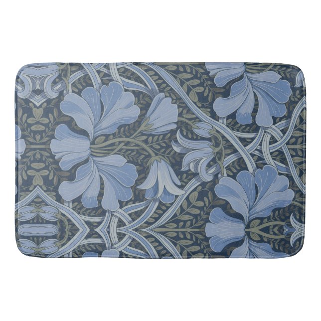 Tapete De Banheiro Elegant Blue Watercolor Floral Pattern (Frente)