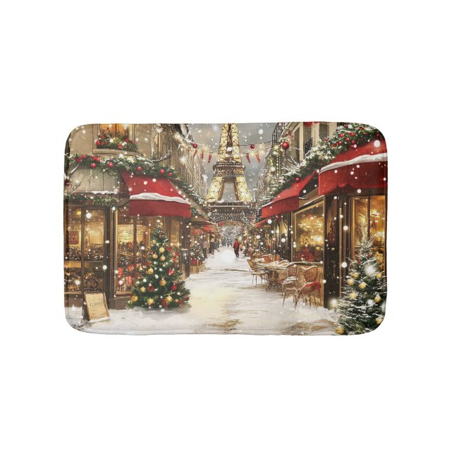 Tapete De Banheiro Elegant Christmas in Paris Holiday  (frente)