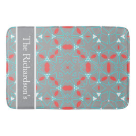 Tapete De Banheiro Elegant Coral Turquoise Grey Geometric Pattern 