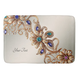 Tapete De Banheiro Elegant Gold Jewel Flowers Bath Mat