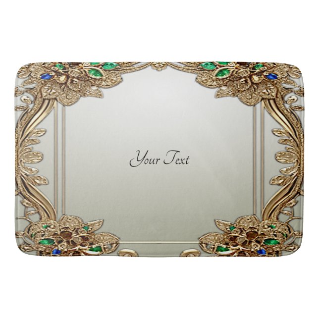 Tapete De Banheiro Elegant Gold Ornate Bath Mat (Frente)
