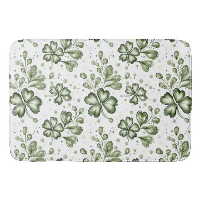 Tapete De Banheiro Elegant Green Clover Pattern  (Frente)
