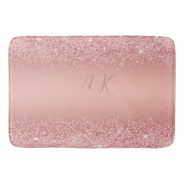 Tapete De Banheiro Elegant Rose Gold Luxe Shimmer Monogram  (Frente)