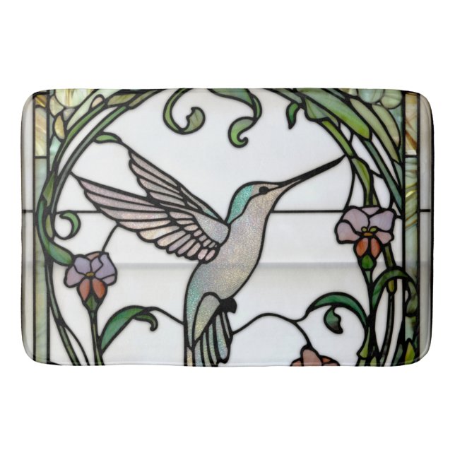 Tapete De Banheiro Elegant stain glass art nouveau hummingbird (Frente)