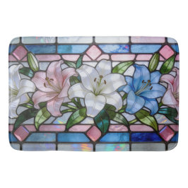 Tapete De Banheiro Elegant Stained Glass Lily Floral Design in Soft P