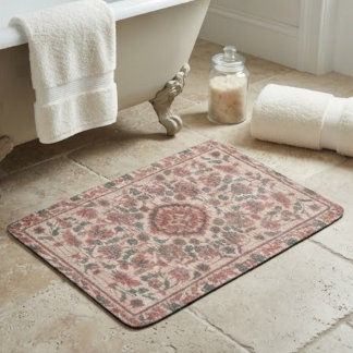 Tapete De Banheiro Elegant Vintage Persian Floral Warm Terra-Cotta