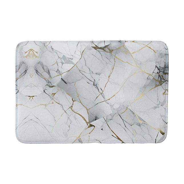 Tapete De Banheiro Elegant White and Gold Marbled  (Frente)