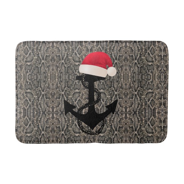 Tapete De Banheiro elegante ANCHOR náutico com SANTA HAT | (Frente)