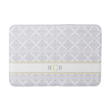 Elegante Azul Francês Branco Amarelo Monograma Dam