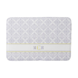 Tapete De Banheiro Elegante Azul Francês Branco Amarelo Monograma Dam