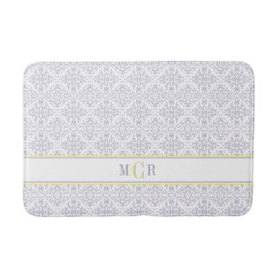 Tapete De Banheiro Elegante Azul Francês Branco Amarelo Monograma Dam