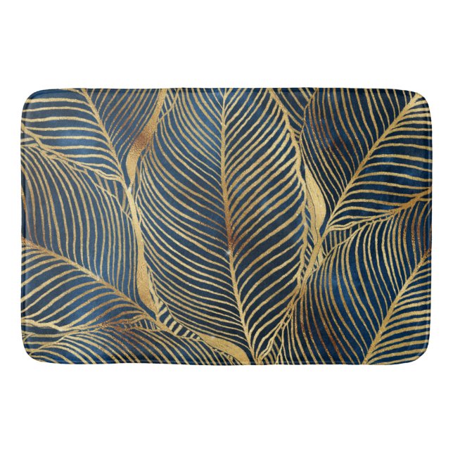 Tapete De Banheiro Elegante Blue Leaf Design (Frente)