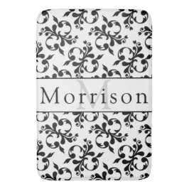 Tapete De Banheiro Elegante Cor damasco de francês preto e branco