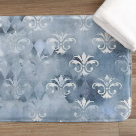 Tapete De Banheiro Elegante Fleur-de-Lis - Vintage Blue French