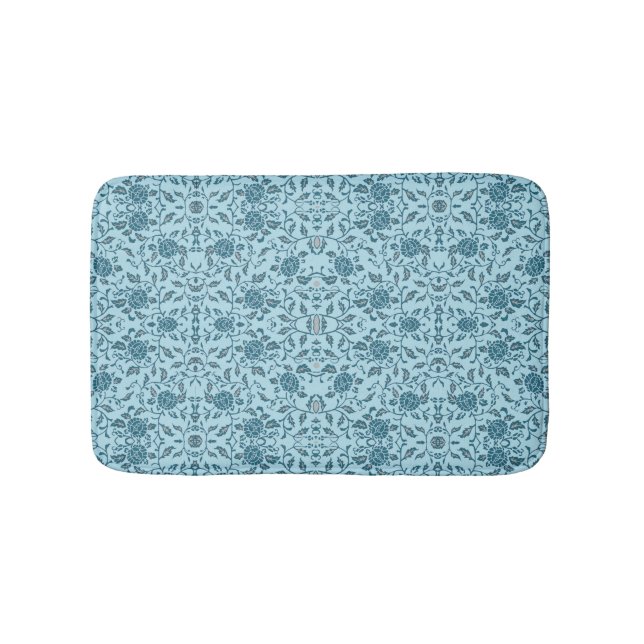 Tapete De Banheiro Elegante Flor Teal Damask (frente)